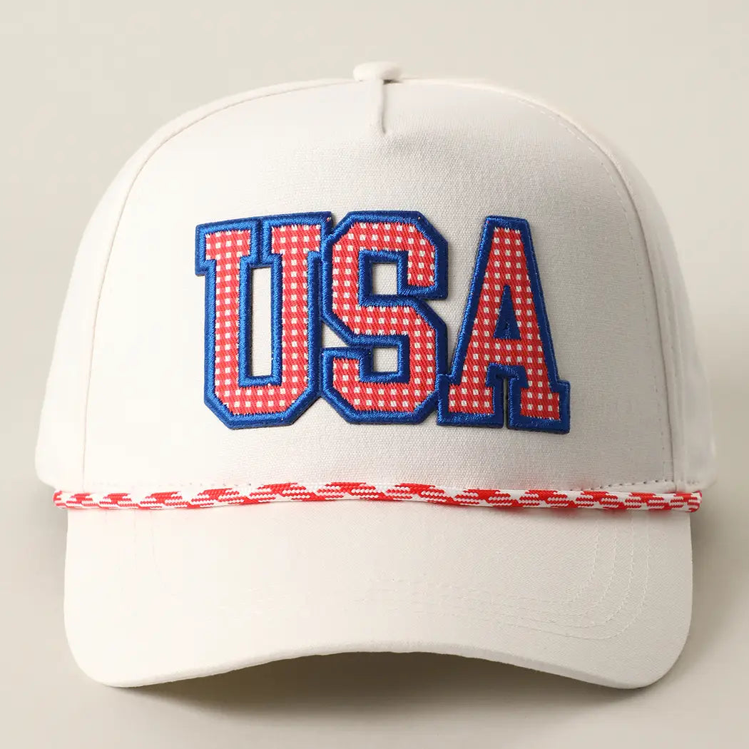 USA Patch Rope Trucker Hat- Red
