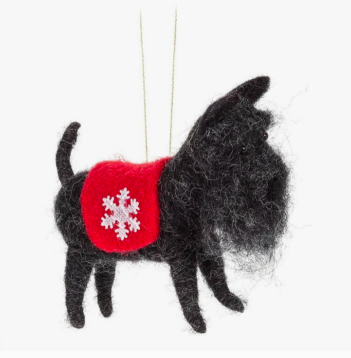 Schnauzer w/Coat Felt Ornament-4”L