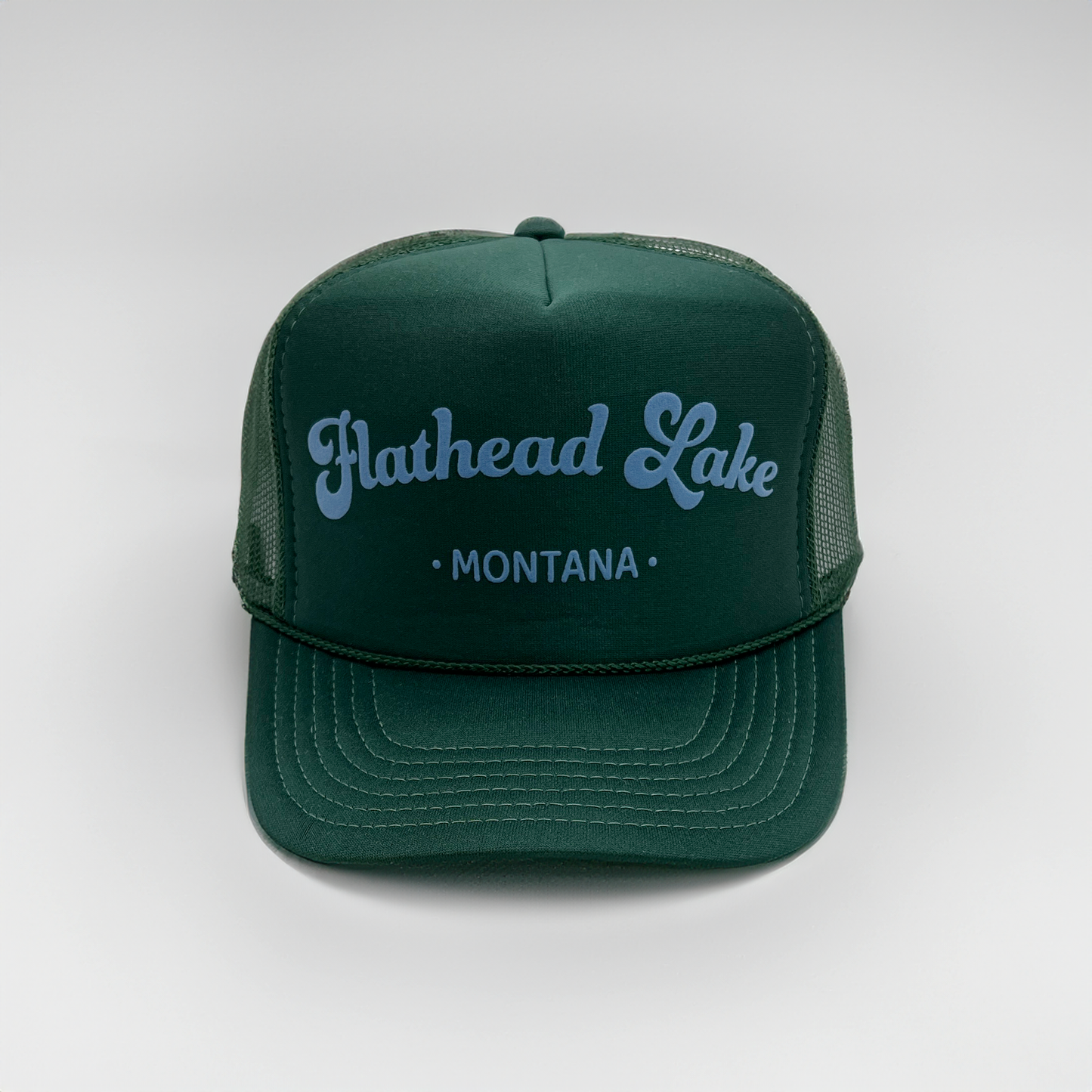 Flathead Lake Trucker Hat: Dark Green