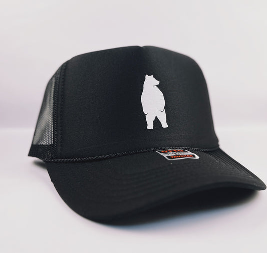Hey Bear! Adult Trucker Hat- Black