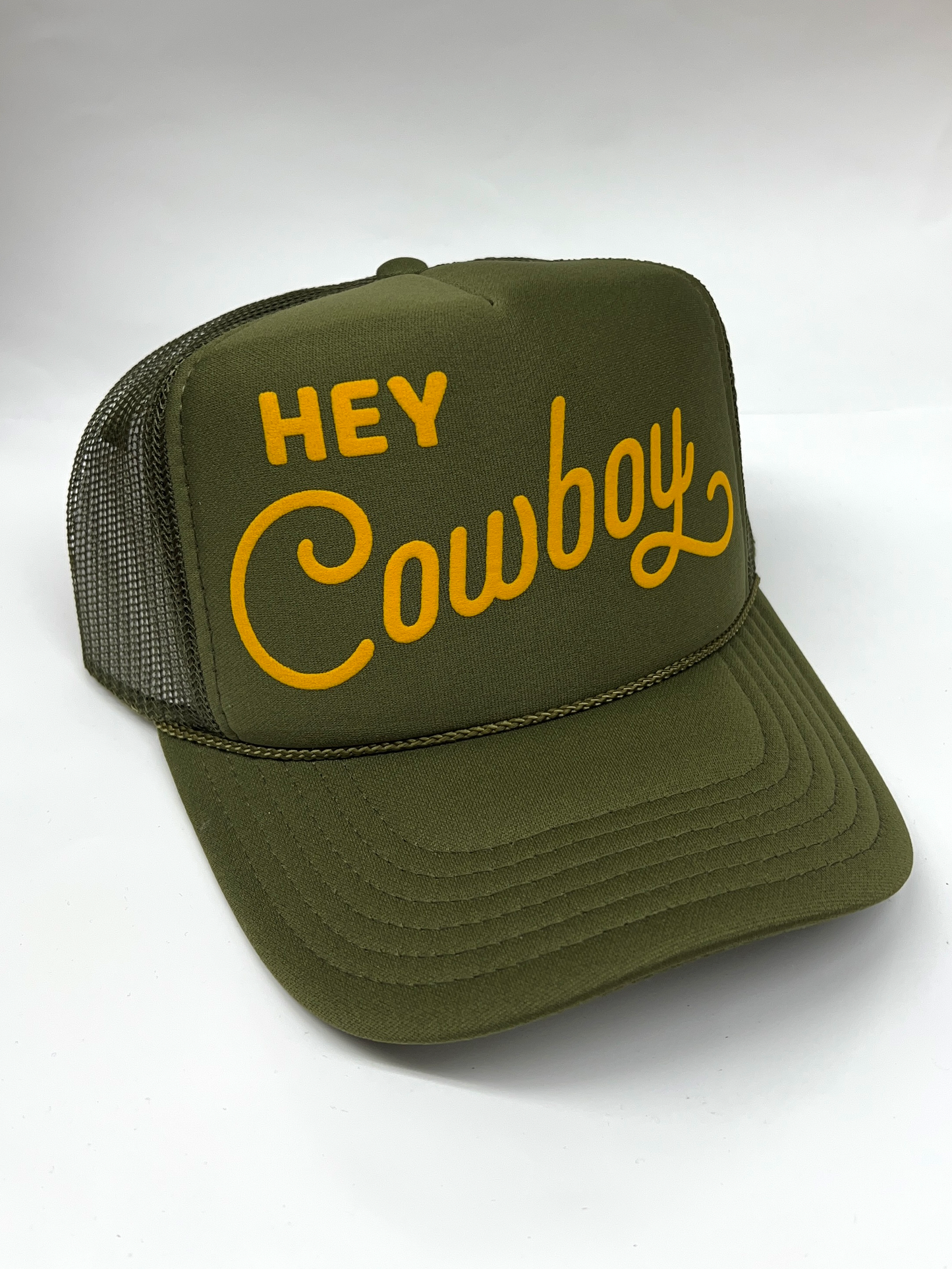 Hey Cowboy Adult Trucker Hat: Olive