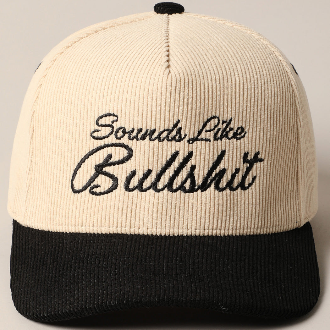 Sounds Like Bullshit Corduroy Trucker Baseball Cap- Black