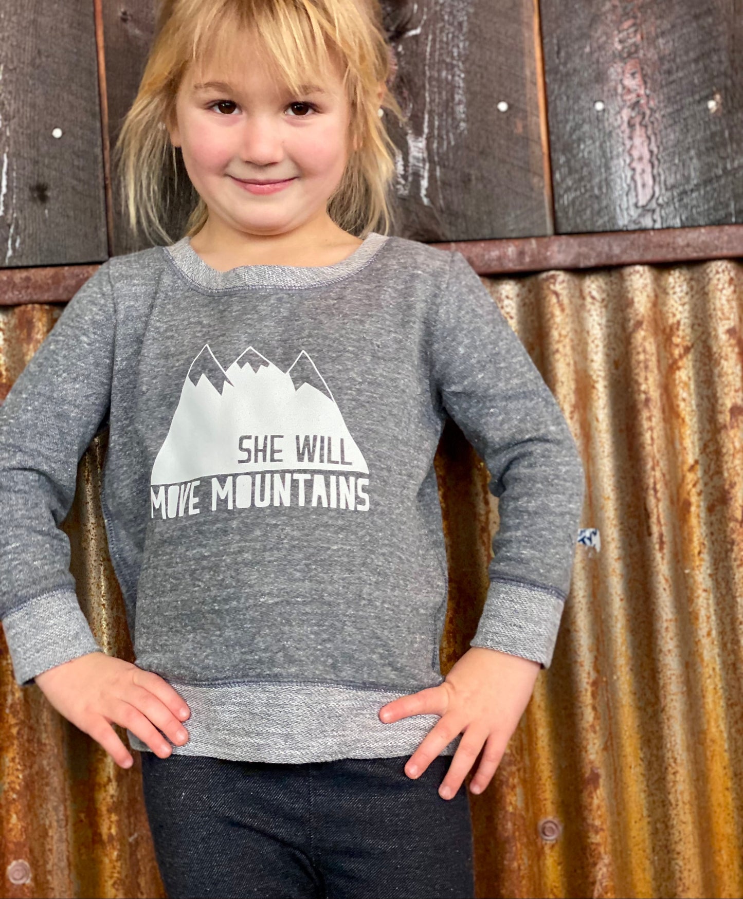 She Will Move Mountains Kids Long Sleeve