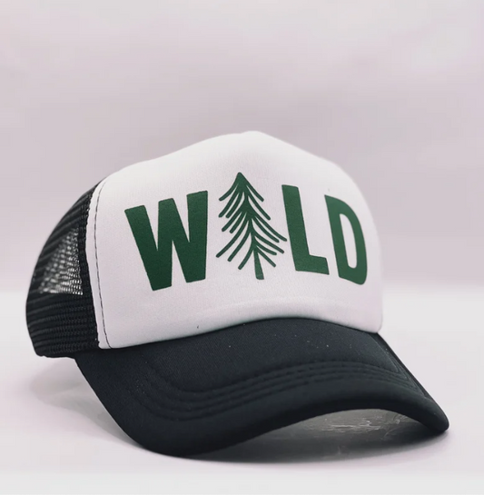 WILD Tree Kid Trucker Hat: White/Black