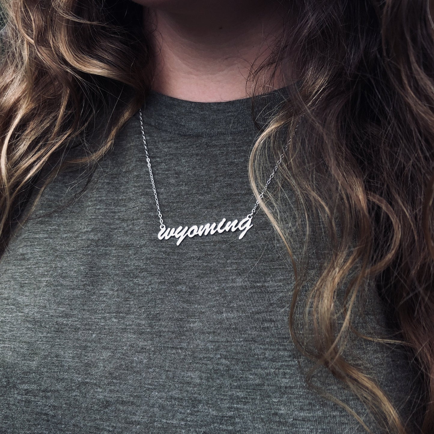 Wyoming Script Necklace