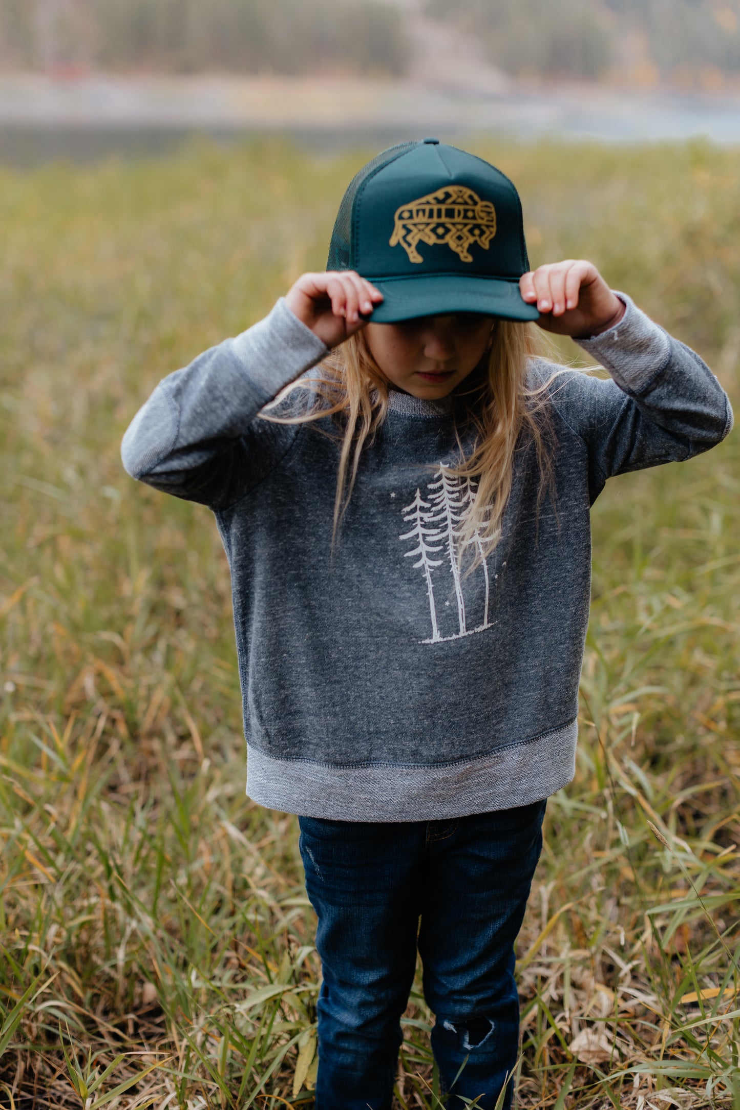 WILD Tree Kid Trucker Hat: Dark Green