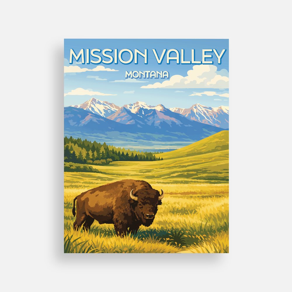 Mission Valley Montana Bison Postcard