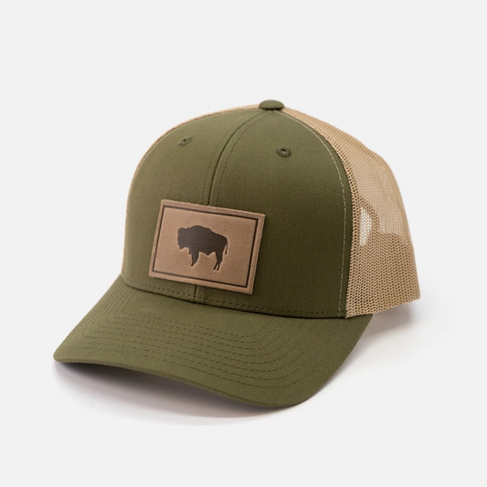 Range Leather Buffalo Hat-Moss/Khaki