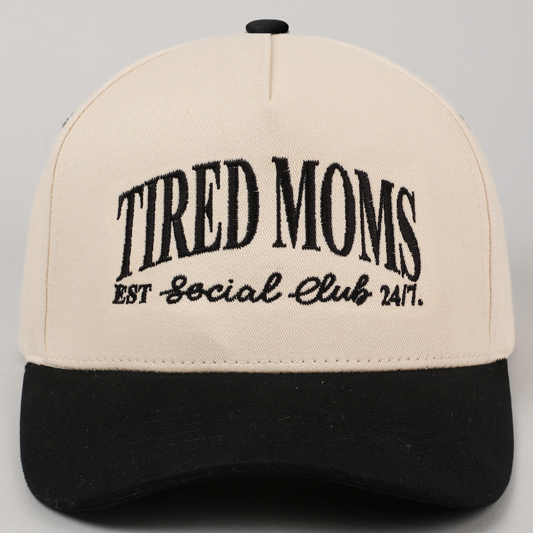 Tired Moms Est Social Club 24/7 Embroidery Cap- Black