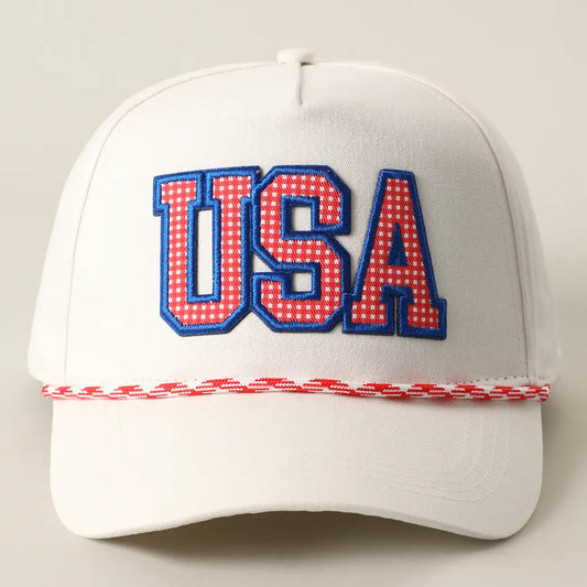 USA Patch Rope Trucker Hat- Red