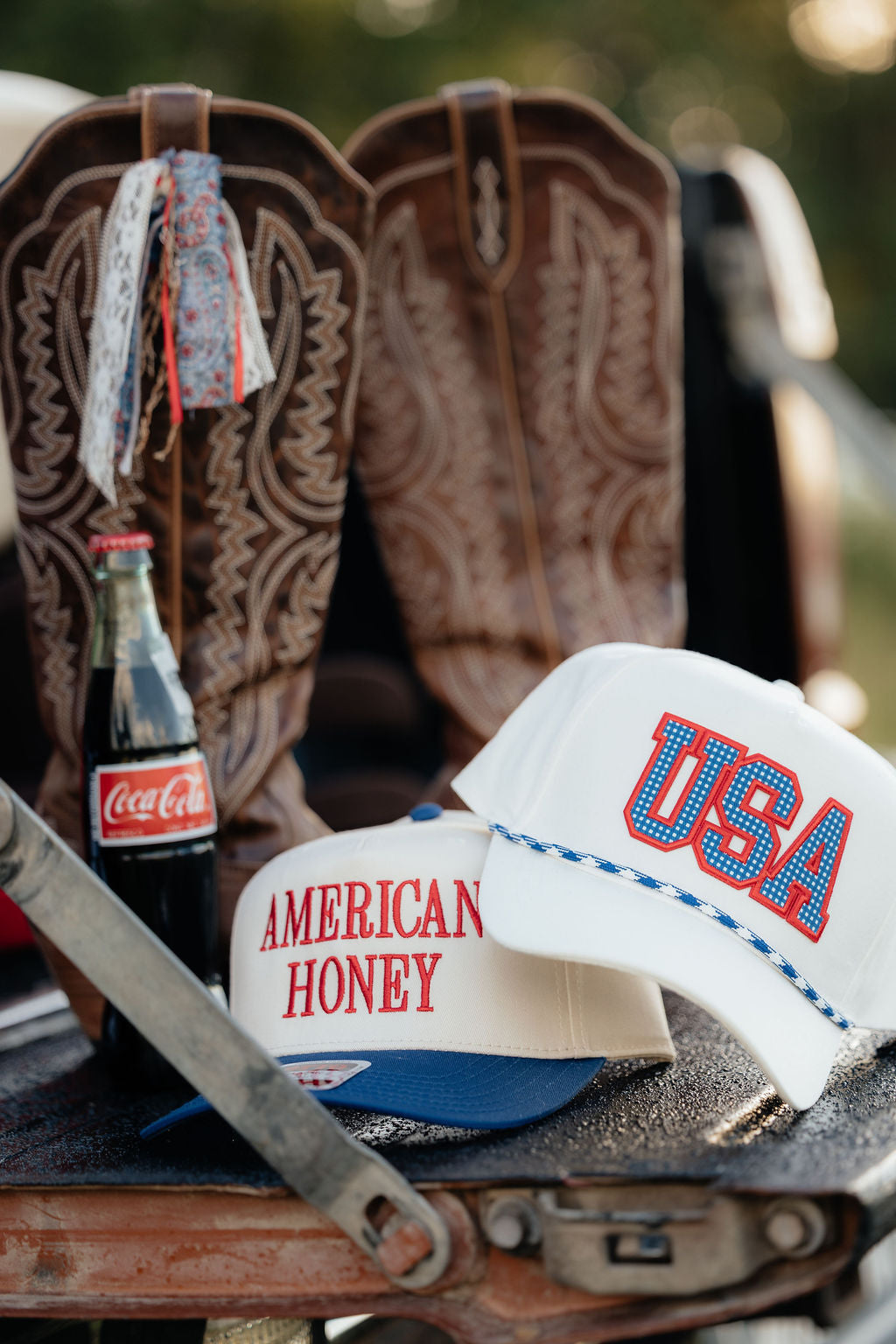 USA Patch Rope Trucker Hat- Royal Blue