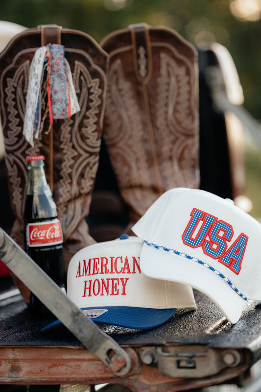USA Patch Rope Trucker Hat- Royal Blue