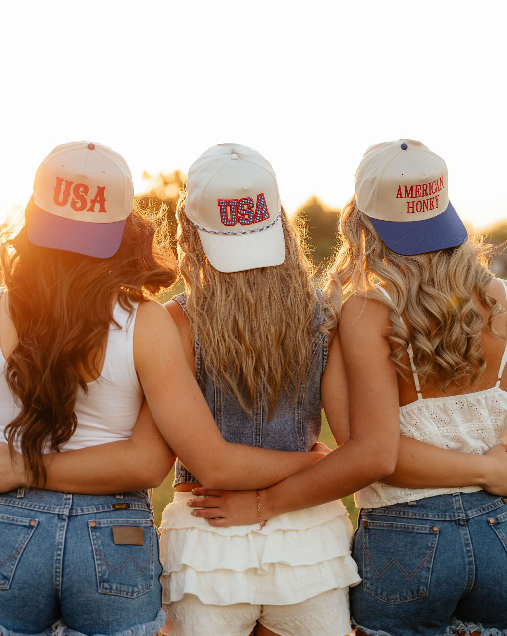 USA Typography Embroidery Two Tone Trucker Hat- Royal/Natural