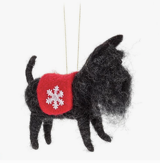 Schnauzer w/Coat Felt Ornament-4”L