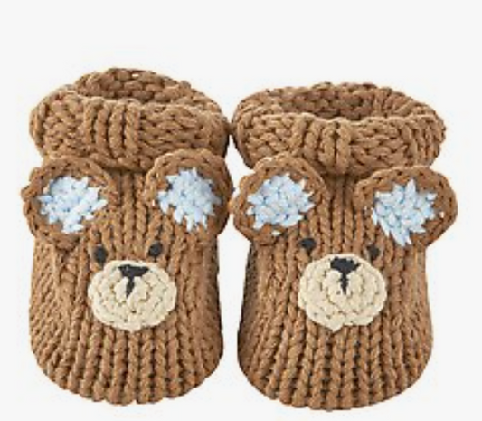 Knit Booties-Brown Bear-Newborn
