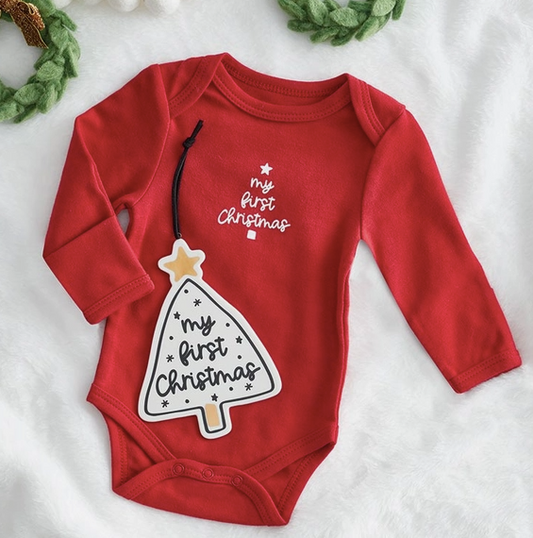 My First Christmas Long Sleeve Snapshirt-3-6M