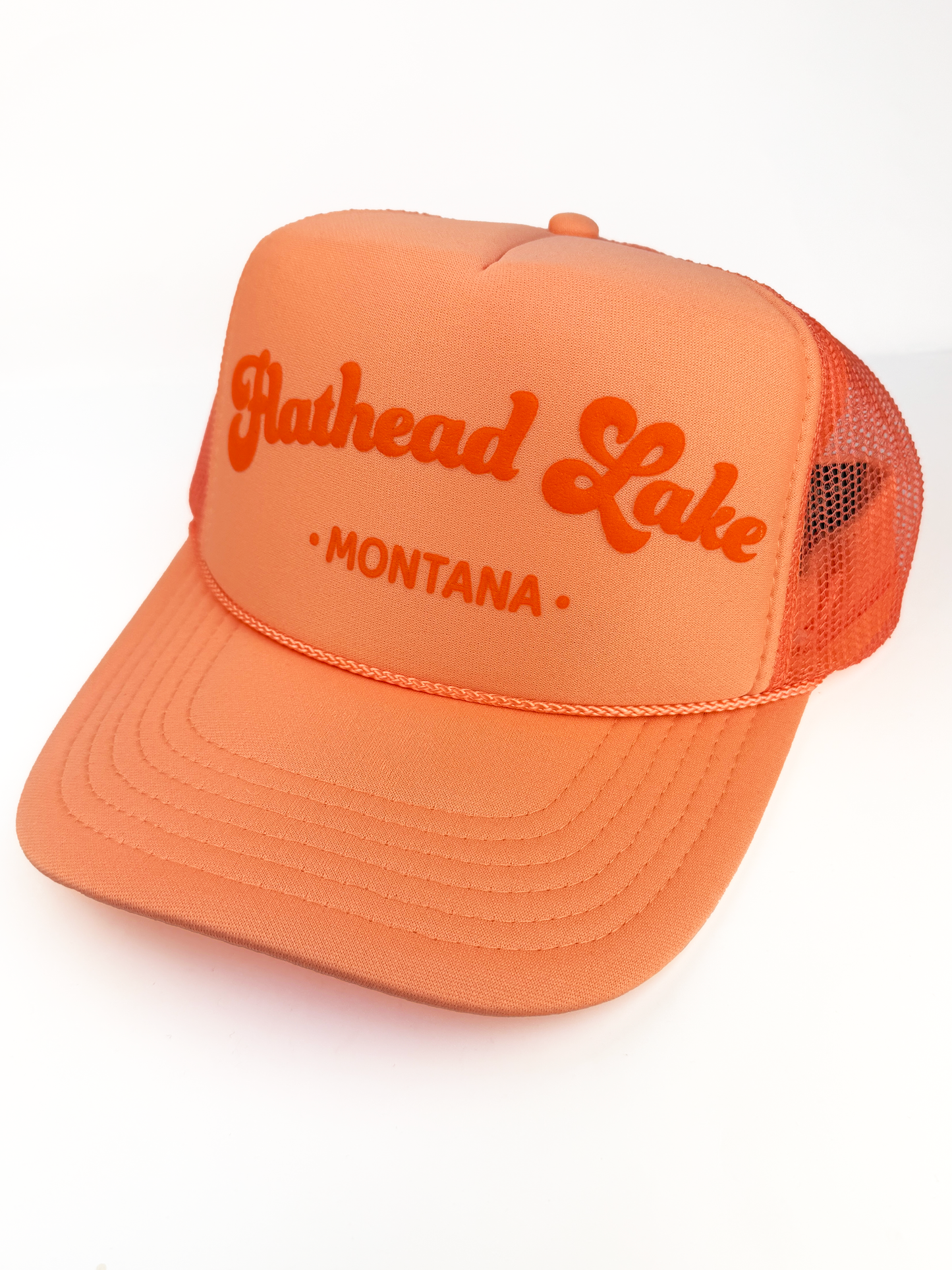 Flathead Lake Trucker Hat: Coral