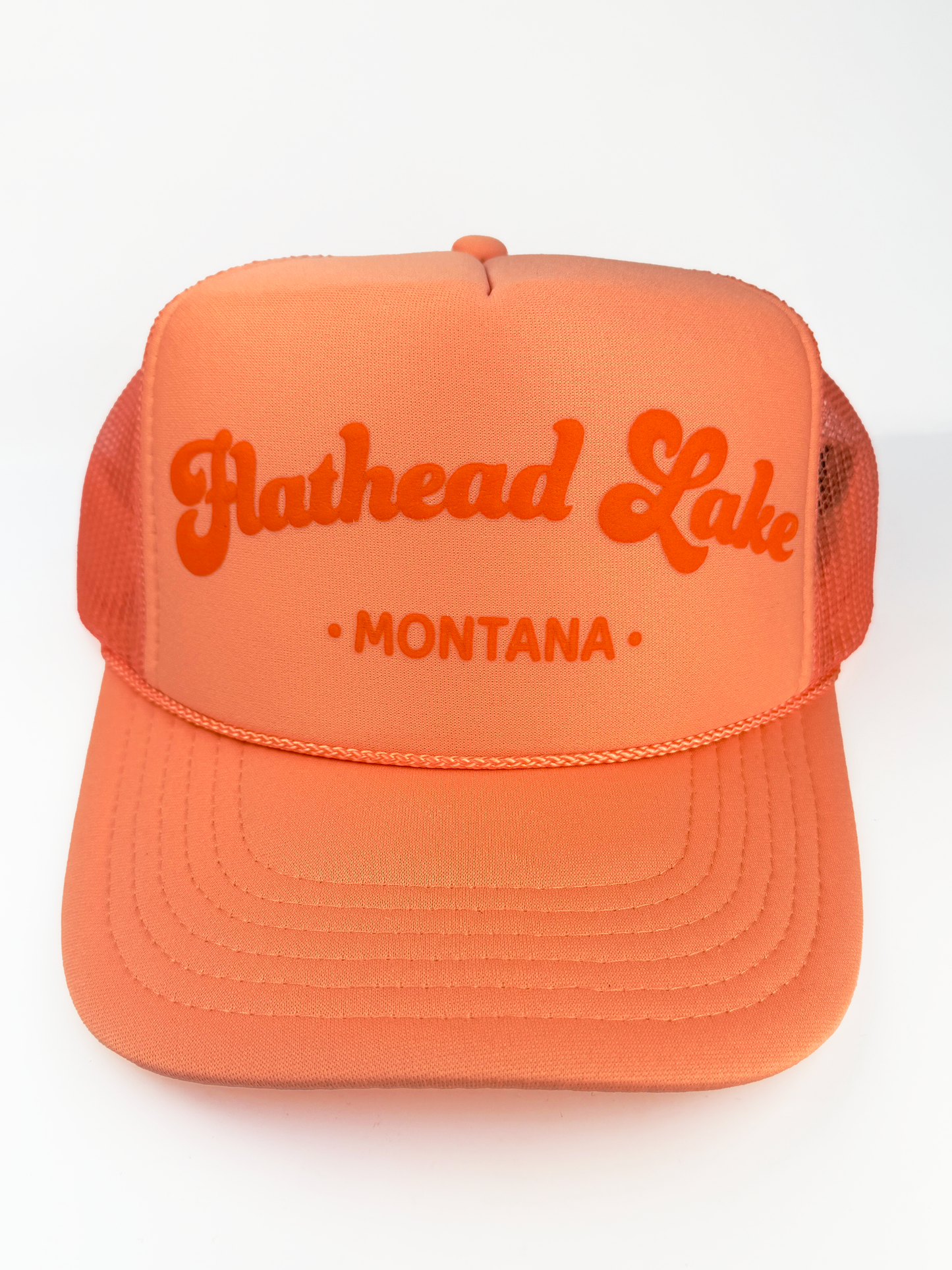 Flathead Lake Trucker Hat: Coral