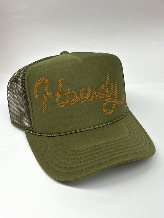 Howdy Trucker Hat: Olive