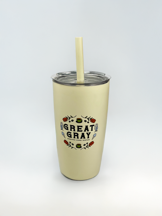 Miir Great Gray Straw Tumbler 16 oz- Sandstone White