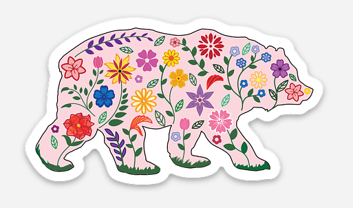 Pink Flower Bear Sticker