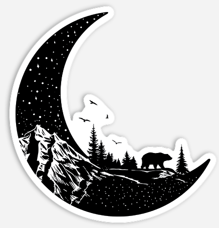 A Walk in Woods Moon Sticker