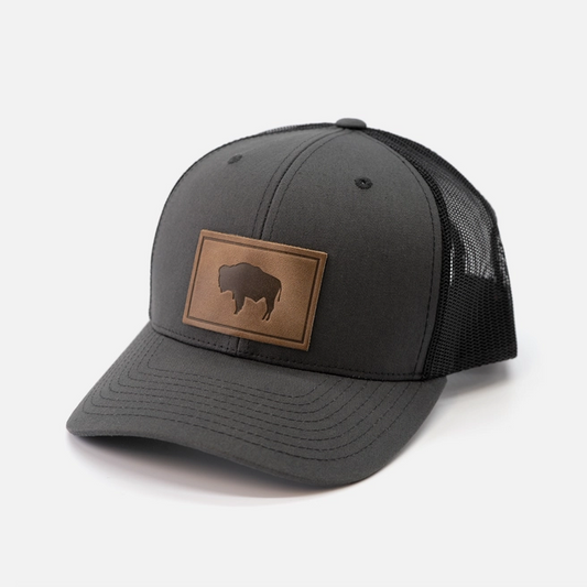 Range Leather Buffalo Hat-Charcoal