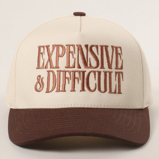 Expensive and Difficult Embroidered Trucker Hat- Brown