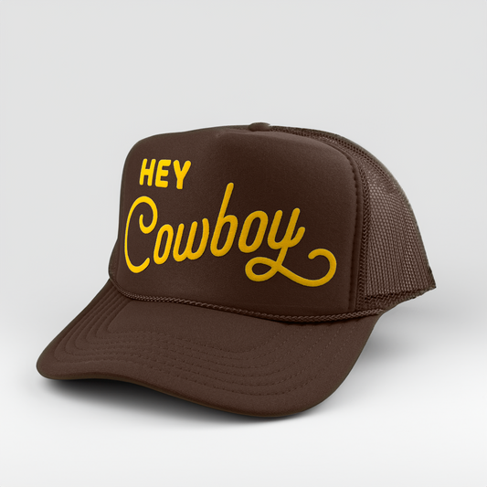 Hey Cowboy Adult Trucker Hat: Brown