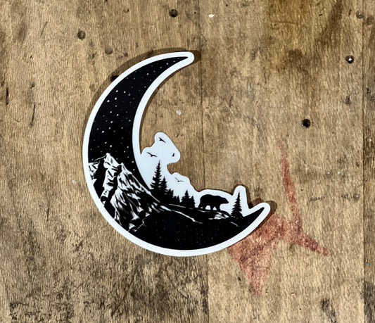 A Walk in Woods Moon Sticker