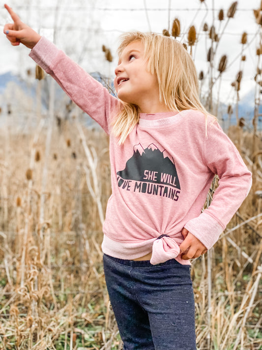 She Will Move Mountains Kids Long Sleeve