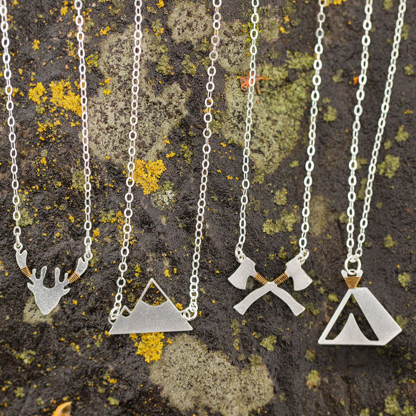 Forest Mini Tent Necklace Silver