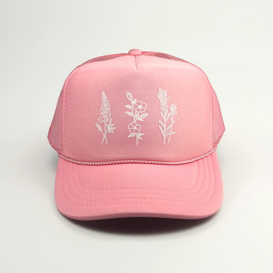 Wildflowers Kid Trucker Hat: Pink